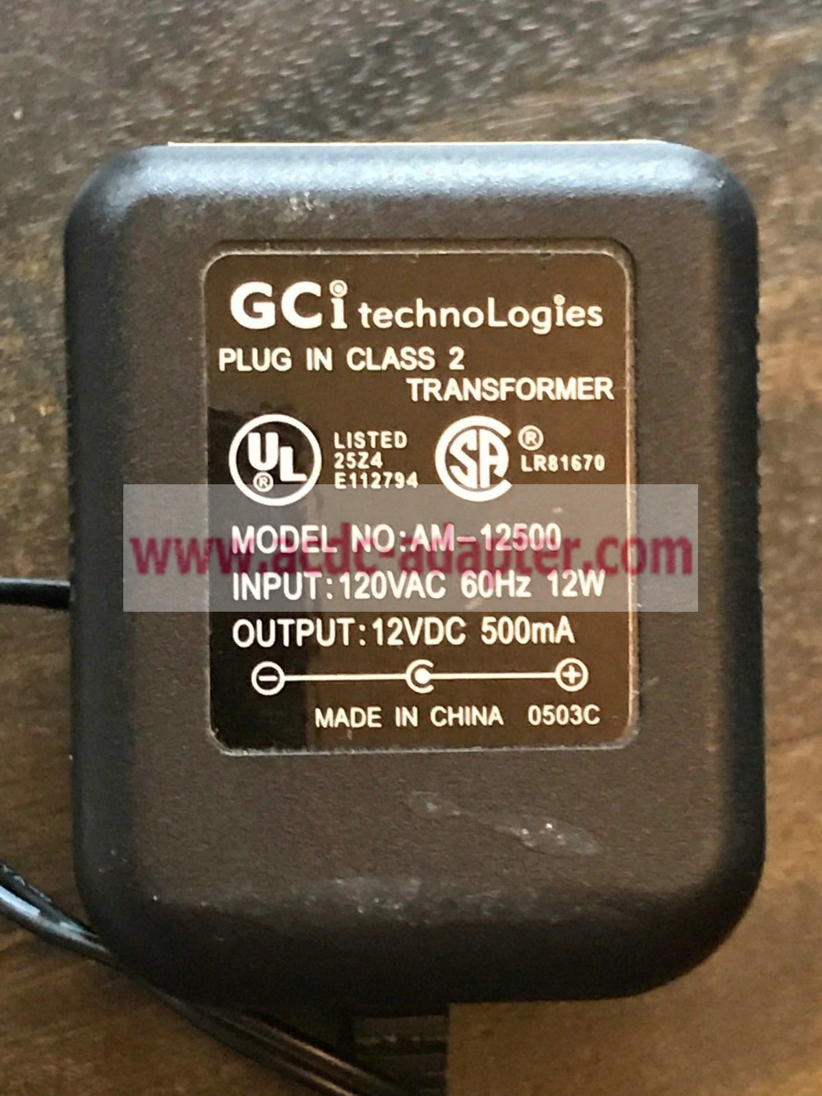 Brand new GCi AM-12500 12VDC 500mA Class 2 Plug-In Adapter Power Supply